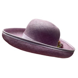 Kathy Jeanne Womens Lilac Straw Floral Derby Hat Elegant Ribbon Wide Brim Handma
