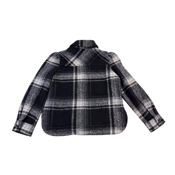 Gap Womens Plaid Shirt Jacket Black & White Button-Up Petite Recycled Sz XS