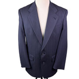 Christian Mens Navy Virgin Wool Pinstripe Suit Jacket & Pants Two Piece Set