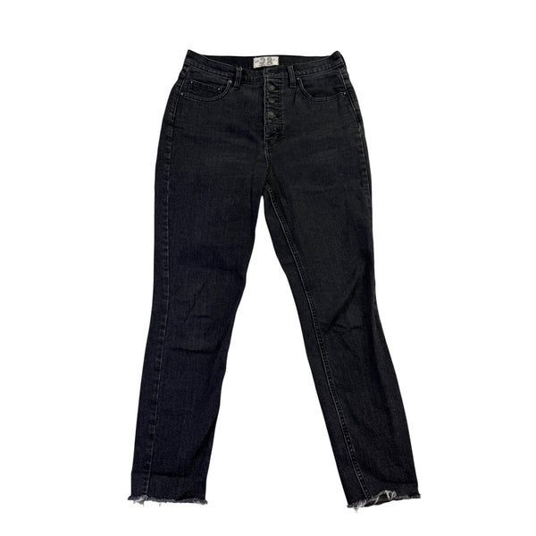 We The Free Womens Black Cotton Blend High-Waisted Button-Fly Skinny Jeans Sz 28