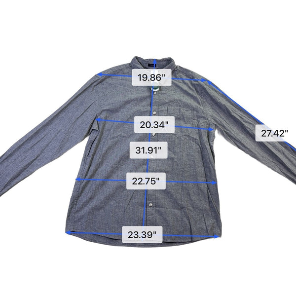 Even Tide Mens Gray Cotton Long Sleeve Button-Up Shirt Size L