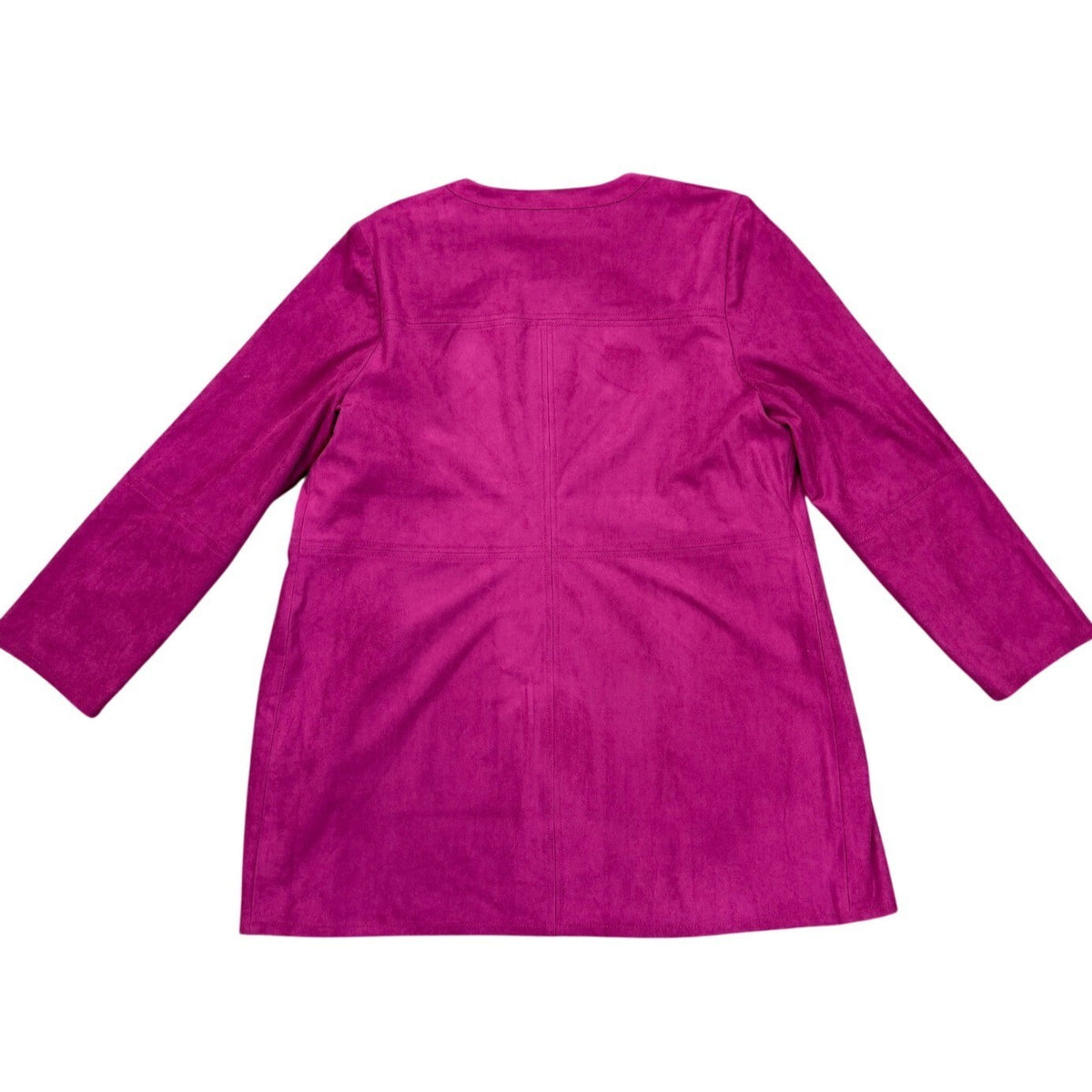Chicos Womens Magenta Faux Suede Topper Open Long Sleeve Jacket Size 2