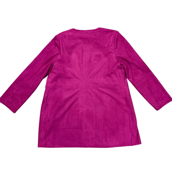 Chicos Womens Magenta Faux Suede Topper Open Long Sleeve Jacket Size 2