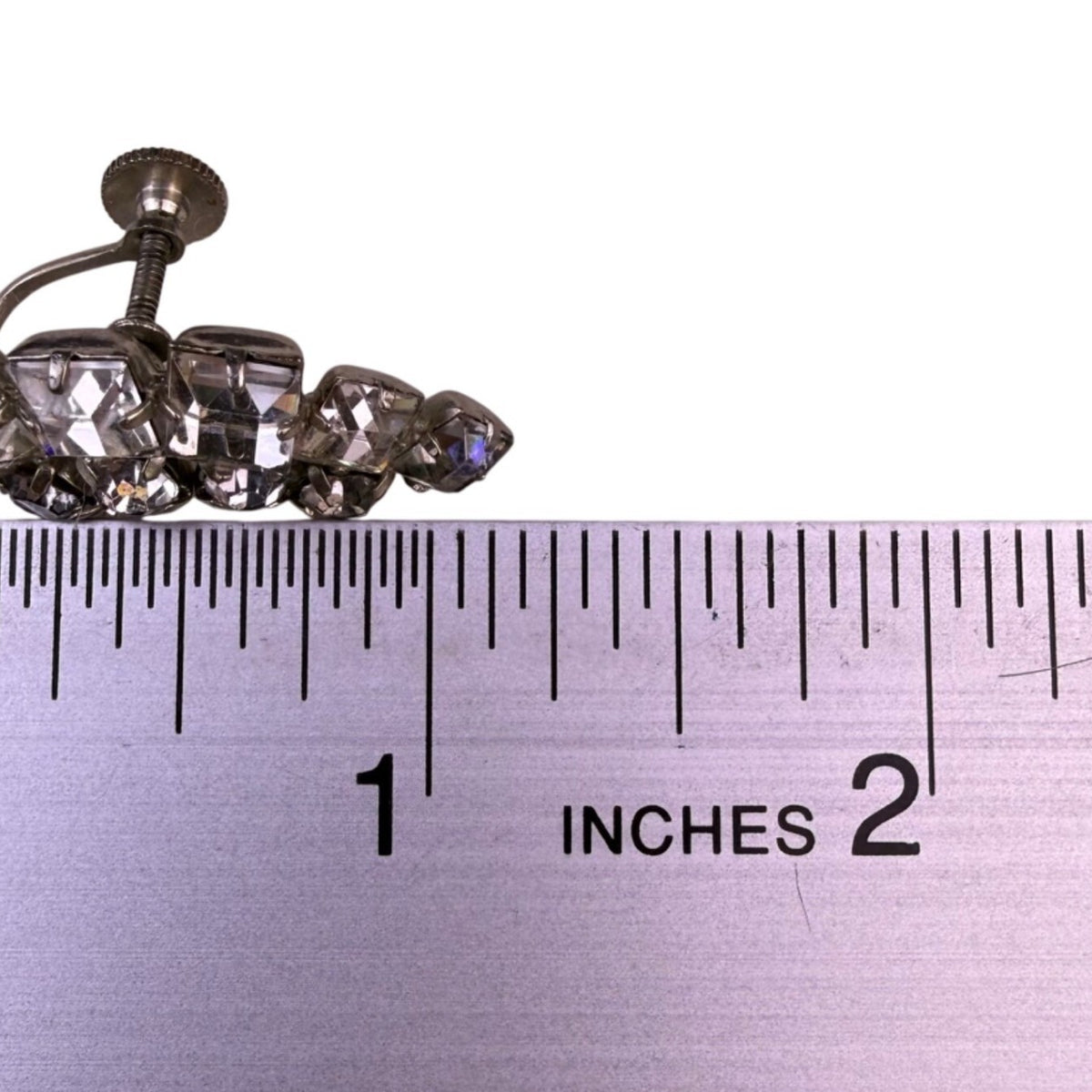 Vintage Womens Silver Tone Rhinestone Cluster Screw-Back Earrings Classic