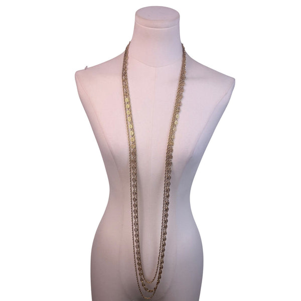 Monet Womens Gold Tone Metal Triple Strand Necklace Vintage Style