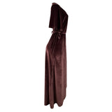 Baltic Born Womens Brown Velvet Wrap Maxi Dress Elegant Soft Fabric Size L