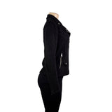 Bellivera Womens Black Polyester Suede Moto Jacket Zippered Pockets Sz S