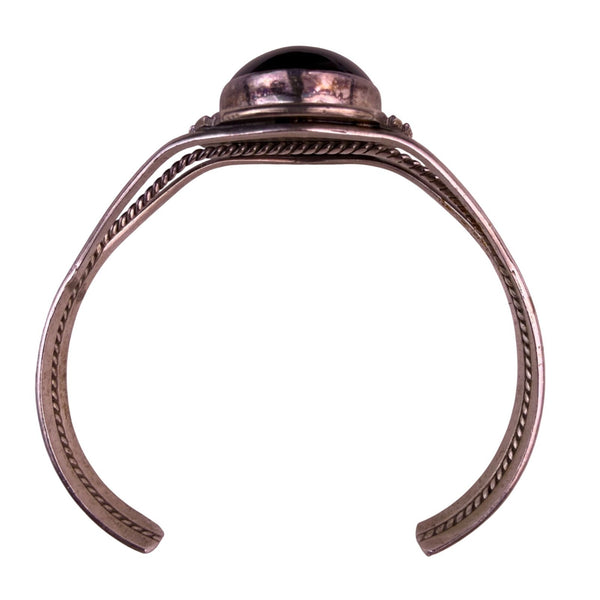 Vintage Navajo Sterling Womens Black Onyx Wide Cuff Bracelet Handcrafted Jewelry