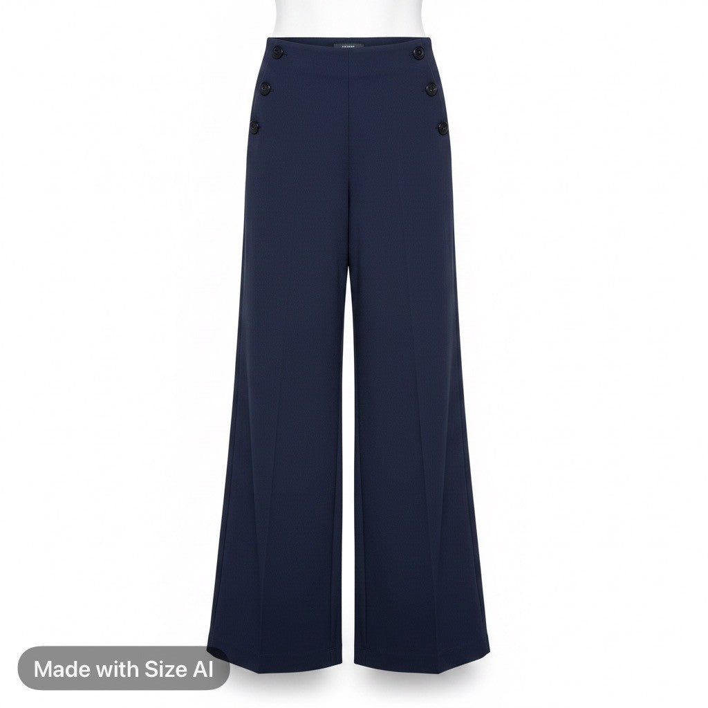 Boom Boom Womens Navy Wide Leg Sailor Button Pants Size M