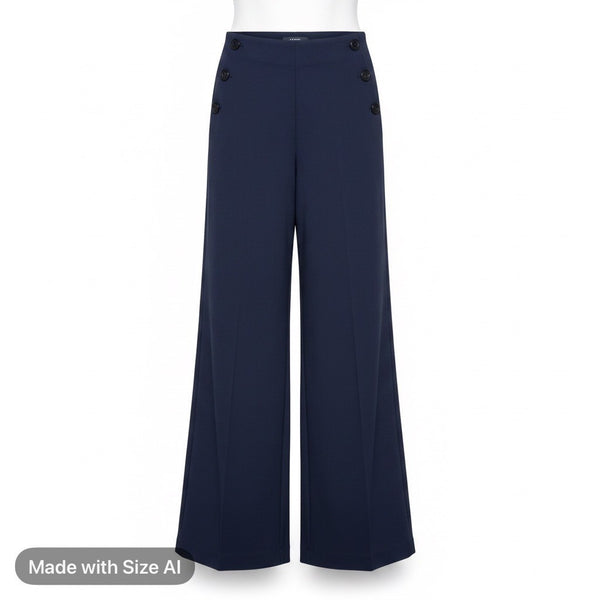 Boom Boom Womens Navy Wide Leg Sailor Button Pants Size M