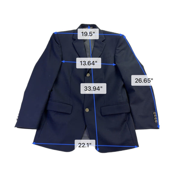 Nautica Mens Navy Polyester Blazer Single Breasted 3-Button Jacket 