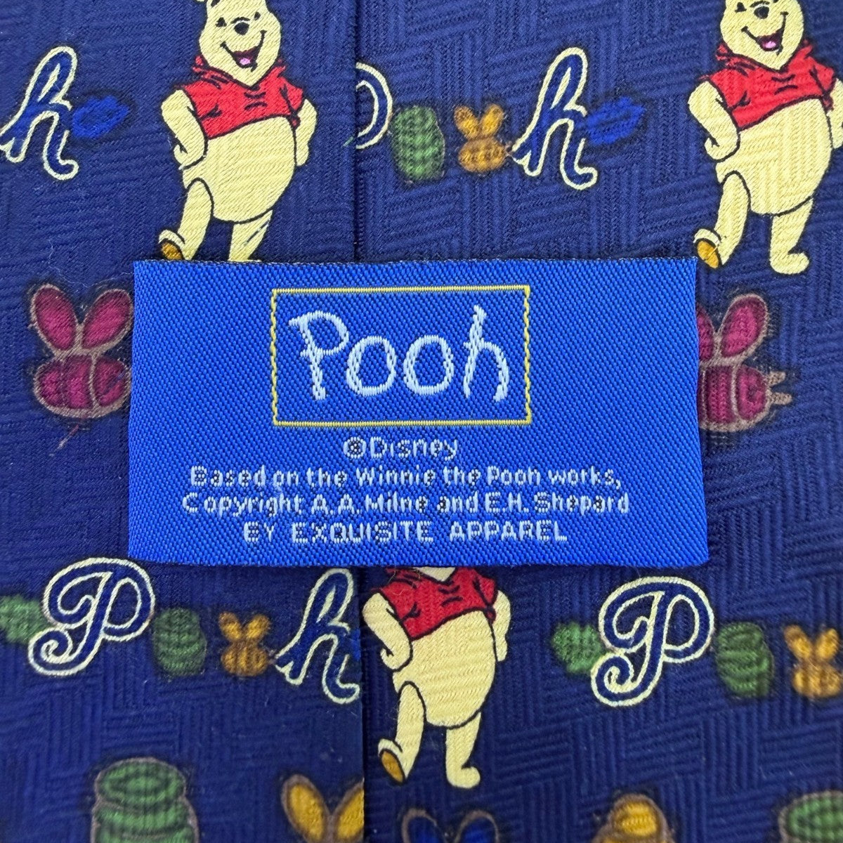 Disney Mens Blue Winnie The Pooh Patterned Necktie By Exquisite Apparel