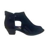 Earth Women’s Black Leather Zip Closure Peep Toe Keri Heeled Sandals Size 11D