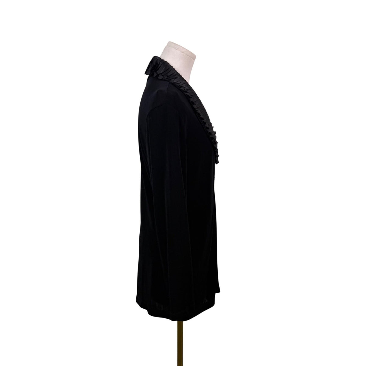 Chicos Womens Black Ruffled Embellished Travelers Cardigan Open Front Size 1