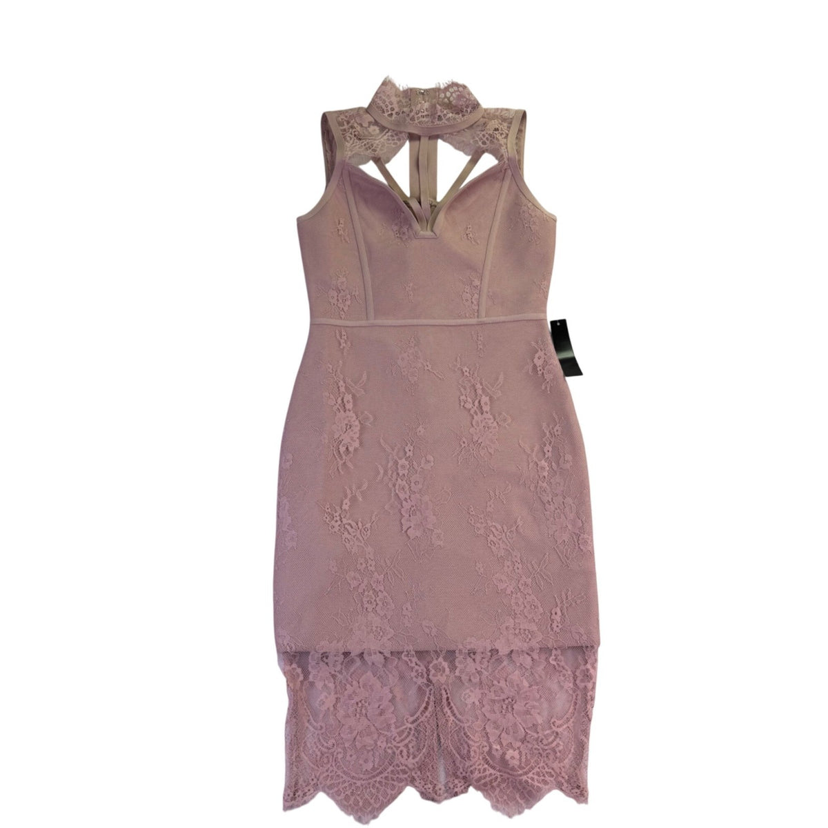 Venus Womens Mauve Sleeveless Lace Halter Cocktail Dress Size S