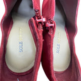 Sole Society Women’s Red Leather Side Zipper High-Heel Helena Booties Size 7.5