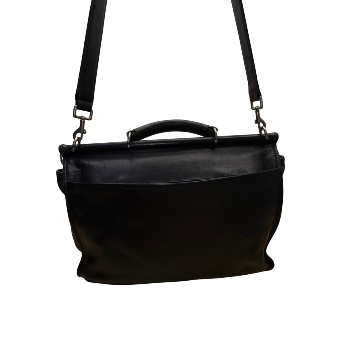 Coach Men’s Black Leather Adjustable Strap Turn Lock Barclay Briefcase Bag
