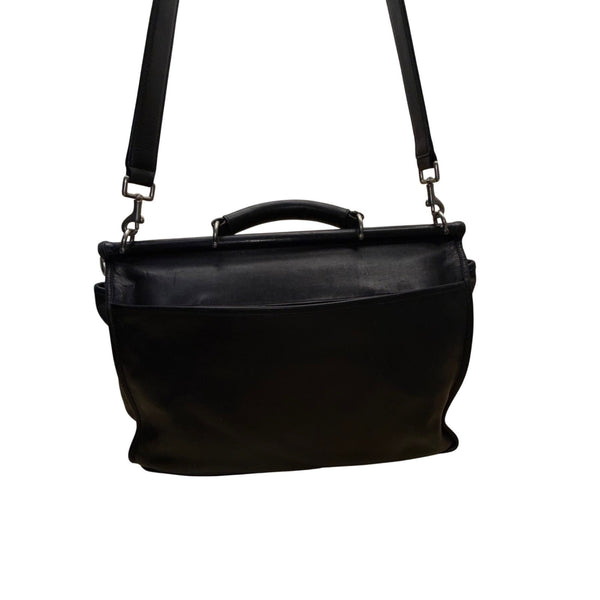 Coach Men’s Black Leather Adjustable Strap Turn Lock Barclay Briefcase Bag