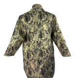 Natori Women's Gold & Black Metallic Brocade Open Front Long Sleeve Coat Sz M