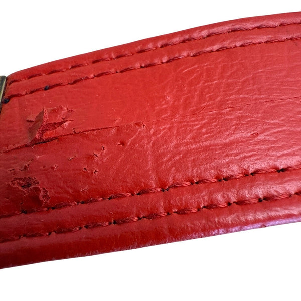 Vintage Red & Black Belt With Gold Buckle 37 in Long Adjustable Buckle