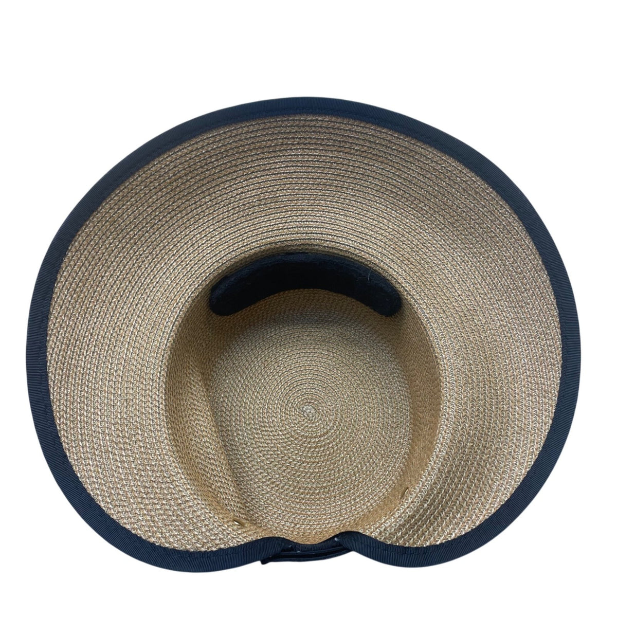 Eric Javits Womens Natural & Black Squishee Straw Sun Hat Adjustable Band OS