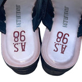 A.S.98 Women’s Black Leather Wedge Open Toe Platform Slip-On Sandals Size 39