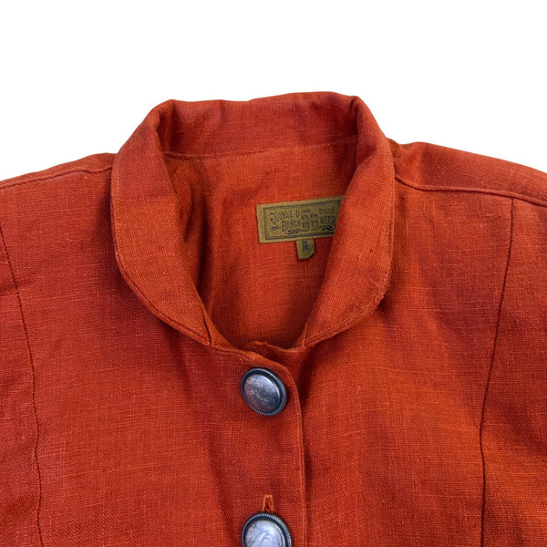 Double D Ranch Brand Womens Orange Linen Beaded Fringe Western Jacket Size M