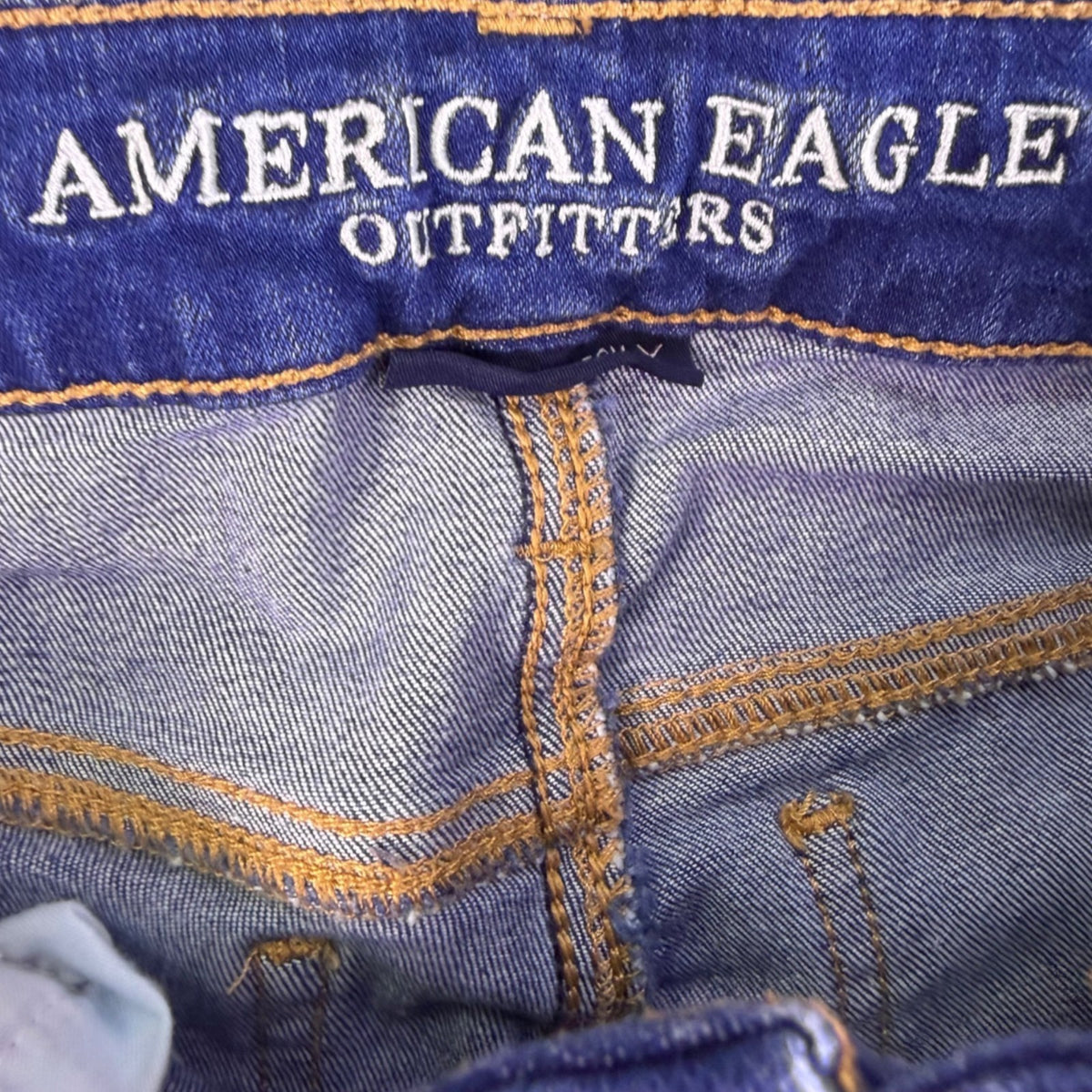 American Eagle Womens Blue Cotton Blend Skinny Jeans Short Stretch Denim Size 4
