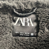 Zara Womens Black Moto Jacket With Belted Waist & Zipper Details Size L