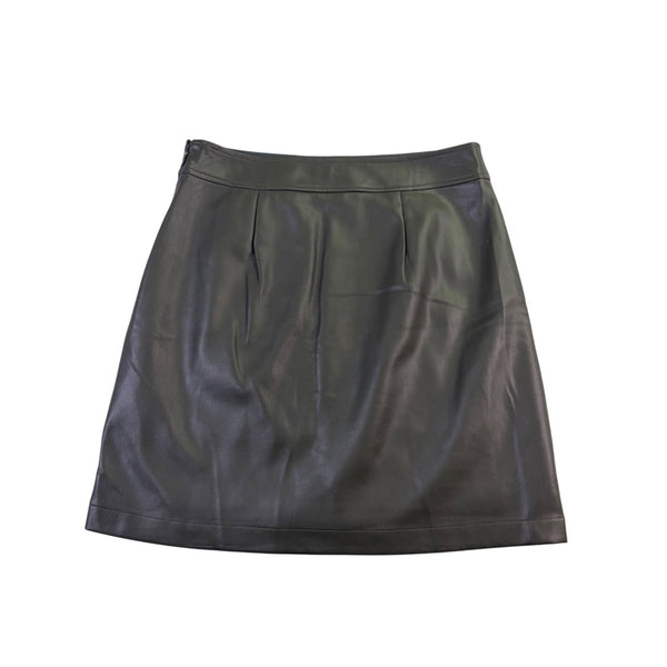Loft Petites Womens Dark Olive Faux Leather Mini Skirt Size 4P Chic