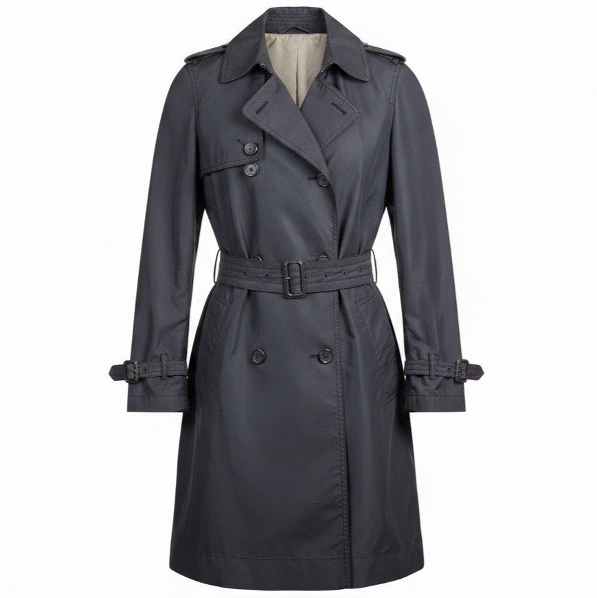 Banana Republic Womens Navy Trench Coat Polyester Fabric Belt Tie Petite Size S