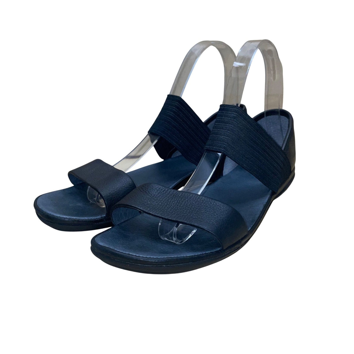 Camper Girls Black Leather Elastic Strap Sandals Size 38