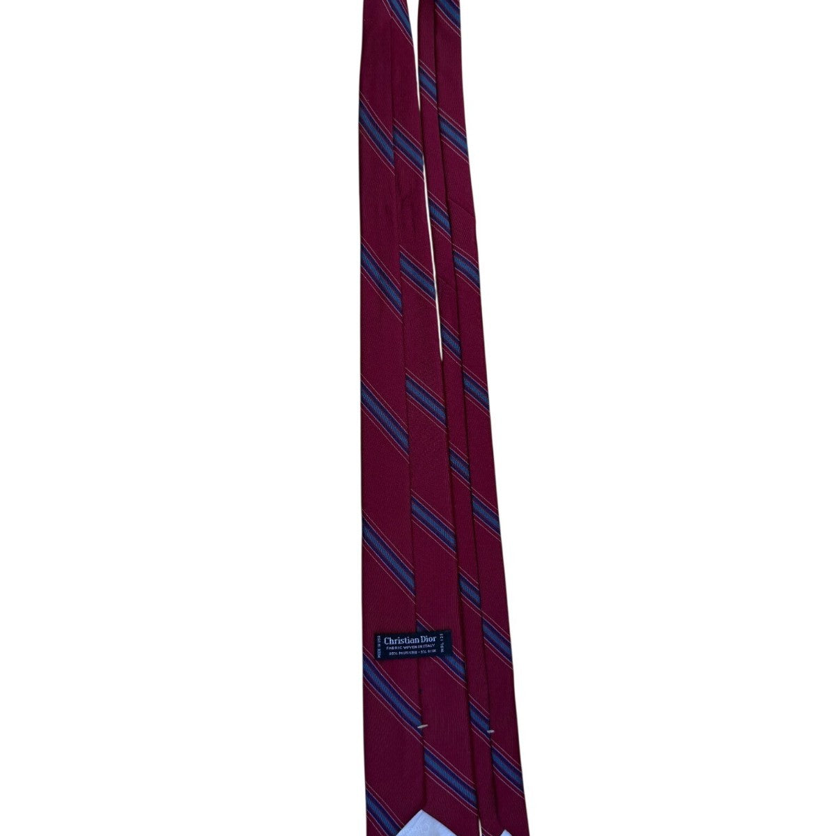 Christian Dior Mens Maroon Striped Polyester/Silk Classic Tie