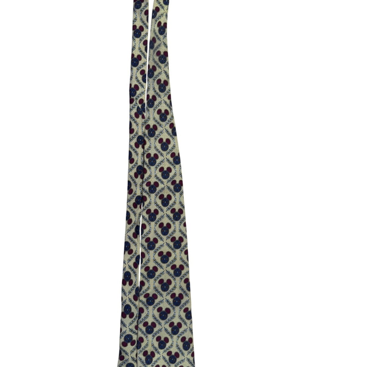 Disney Mens Gold 100% Silk Tie With Mickey Mouse Design Pattern