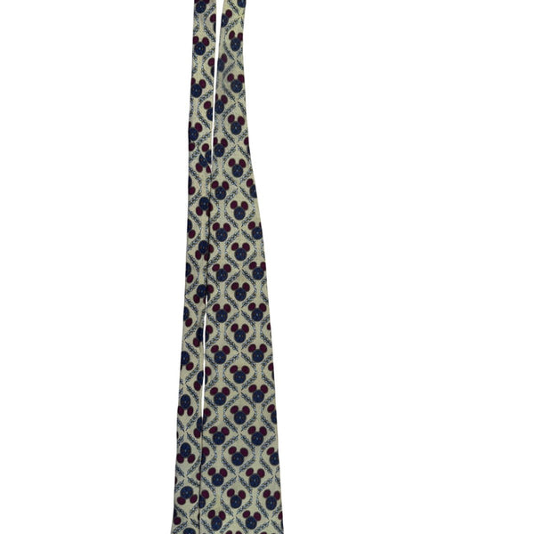 Disney Mens Gold 100% Silk Tie With Mickey Mouse Design Pattern