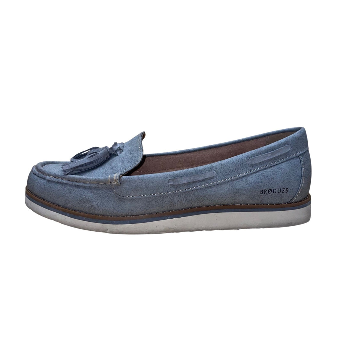 Brogues Women’s Light Blue Faux Leather Casual Slip-On Tassel Loafers Size 9.5M