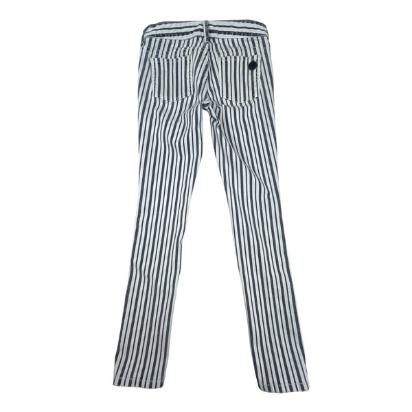 Tory Burch Women's White Blue Striped Marleen Stretchable Jeans Sz 26