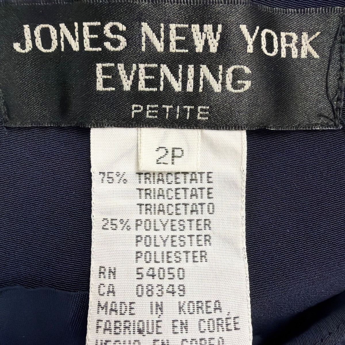 Jones New York Womens Navy Sleeveless Evening Dress Triacetate Blend Sz 2P - New