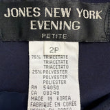 Jones New York Womens Navy Sleeveless Evening Dress Triacetate Blend Sz 2P - New