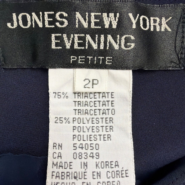 Jones New York Womens Navy Sleeveless Evening Dress Triacetate Blend Sz 2P - New