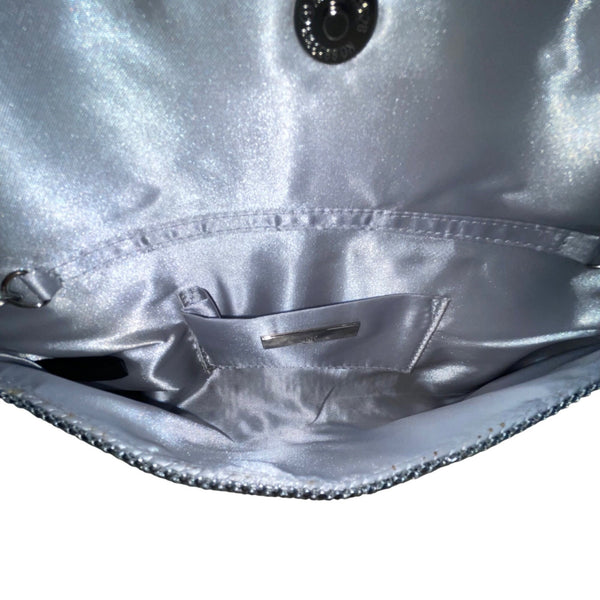 INC Women’s Silver Metallic Mesh Chain Strap Fold-Over Design Clutch Bag