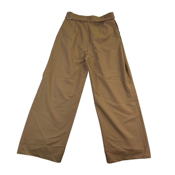 Commense Womens Khaki Wide-Leg Pleated High-Waist Trousers Size M