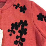 Womens Rust & Black Embroidered Pattern Knit Cardigan With Zipper & Pockets