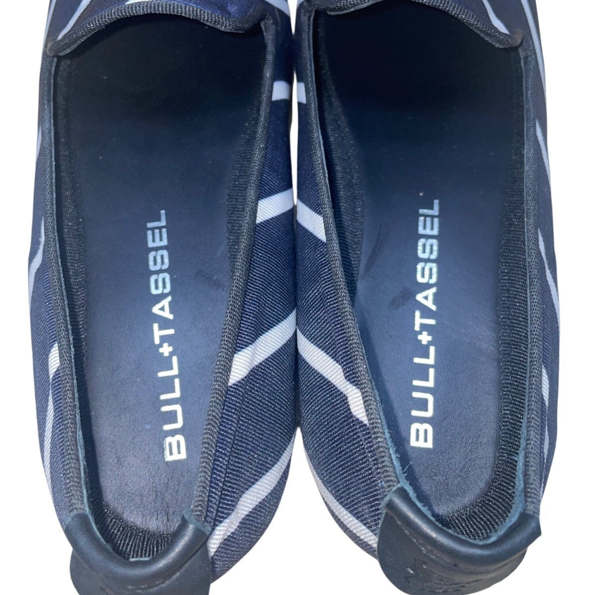 Bull+Tassel Men’s Navy Silver Stripe Slip-Ons Biff Opera Casual Loafers Size 9.5