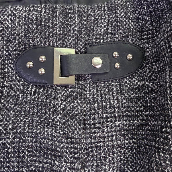 Dressbarn Womens Gray Tweed Mini Skirt With Fringe Hem & Buckle Detail Size 22W