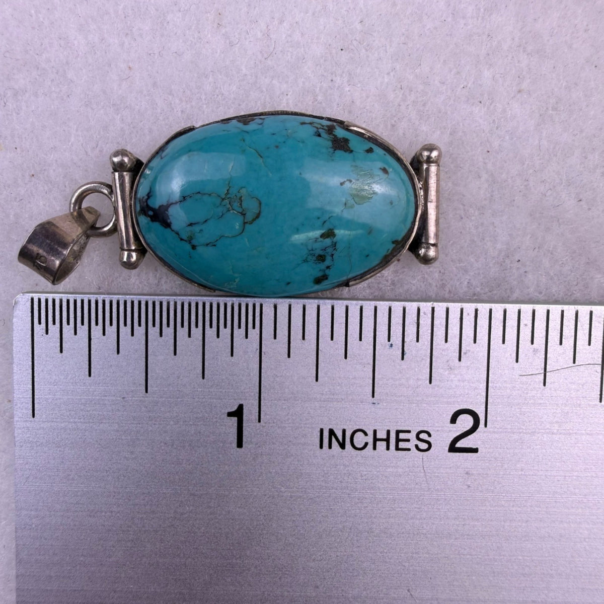 925 Sterling Silver Turquoise Pendant Unisex Oval Design Unique Statement