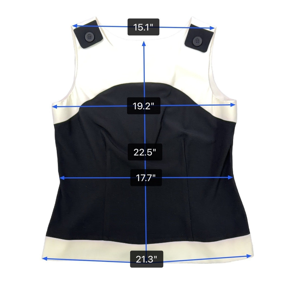 Dressbarn Womens Black & White Sleeveless Button-Shoulder Top Size 14