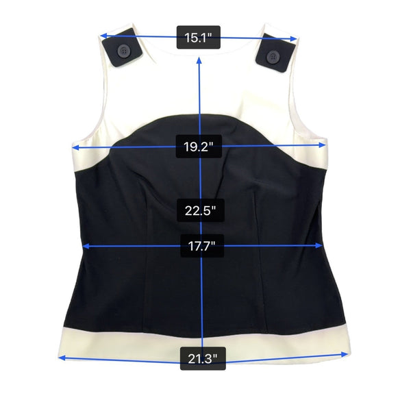 Dressbarn Womens Black & White Sleeveless Button-Shoulder Top Size 14