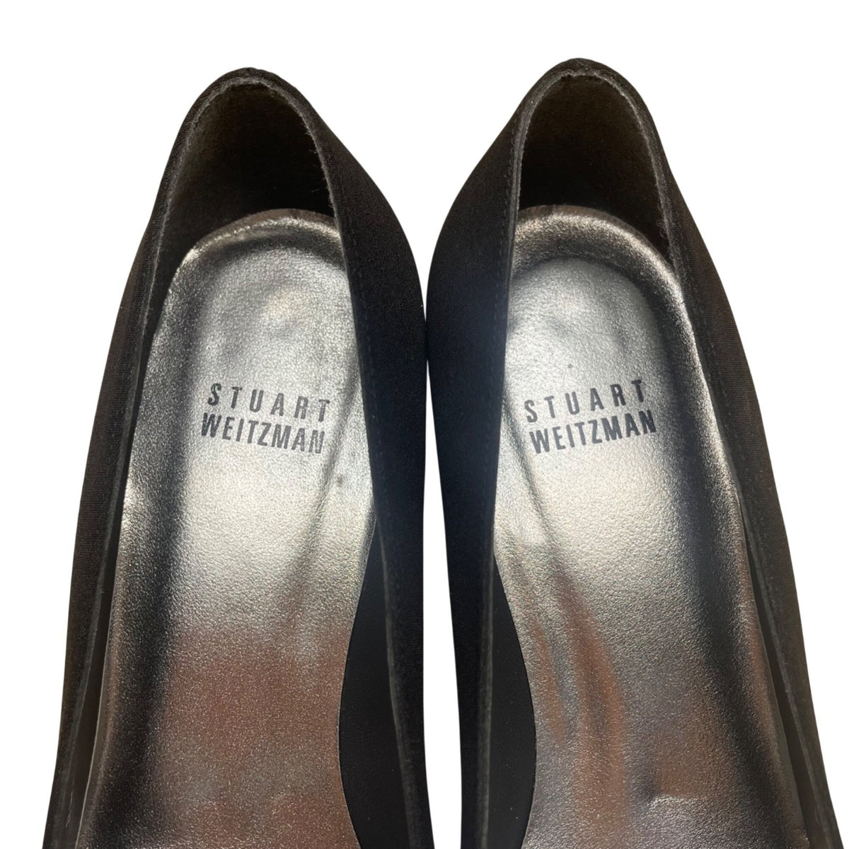 Stuart Weitzman Women’s Black Fabric Bejeweled Kitten Heel Fiesta Pumps Size 6.5