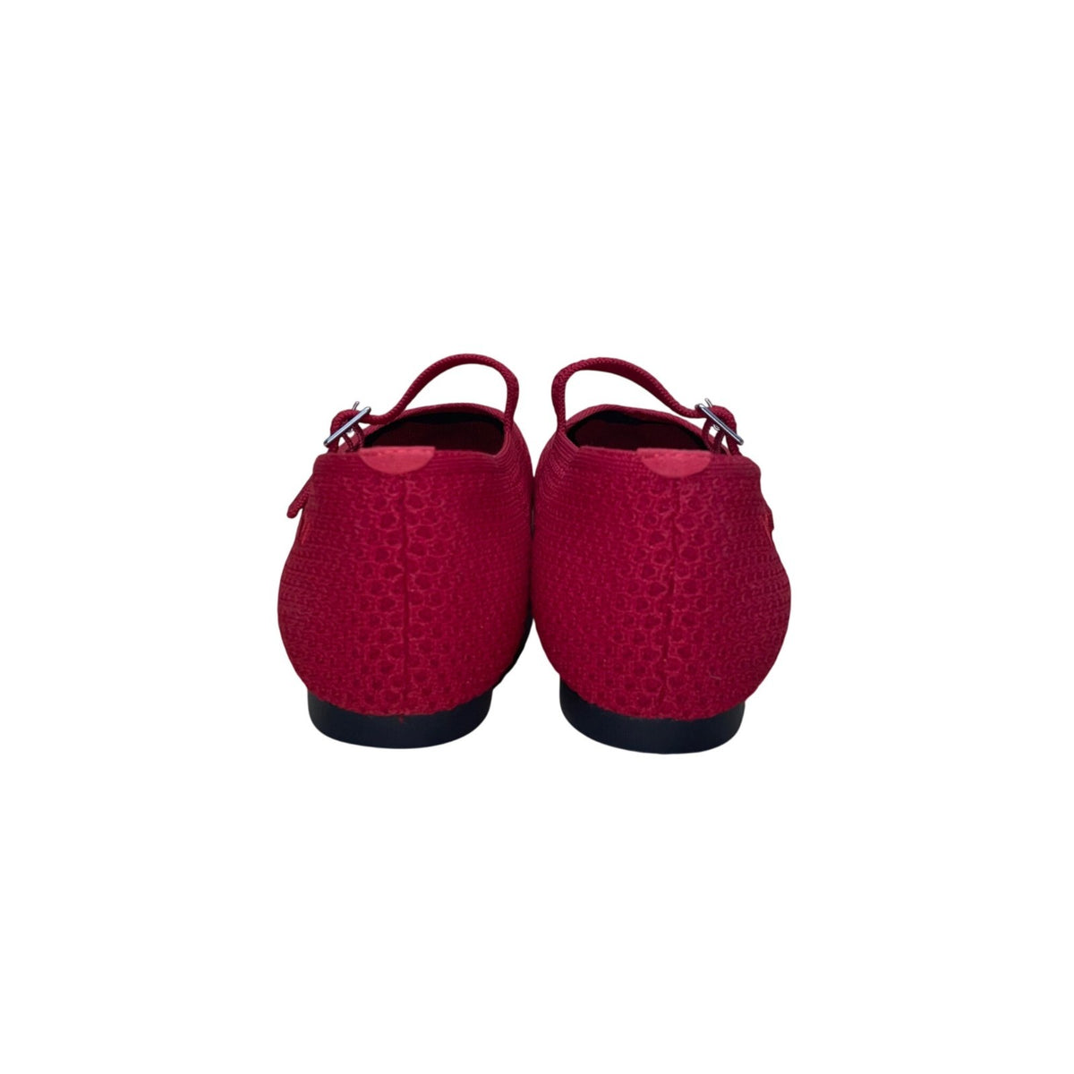 Vivaia Women Red Knitted Fabric Mary Jane Flats Size US9